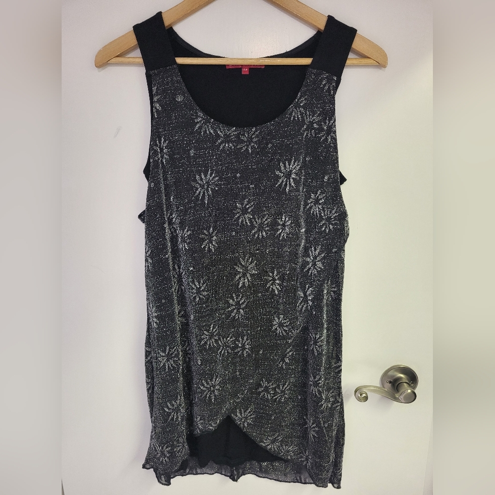 Black and Silver Floral Women's Top